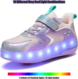 Roller Shoes with Wheels for Boys Girls Kids Skates Sneakers LED Light Up Rechargeable Sport Sneaker for Beginners Best Gift