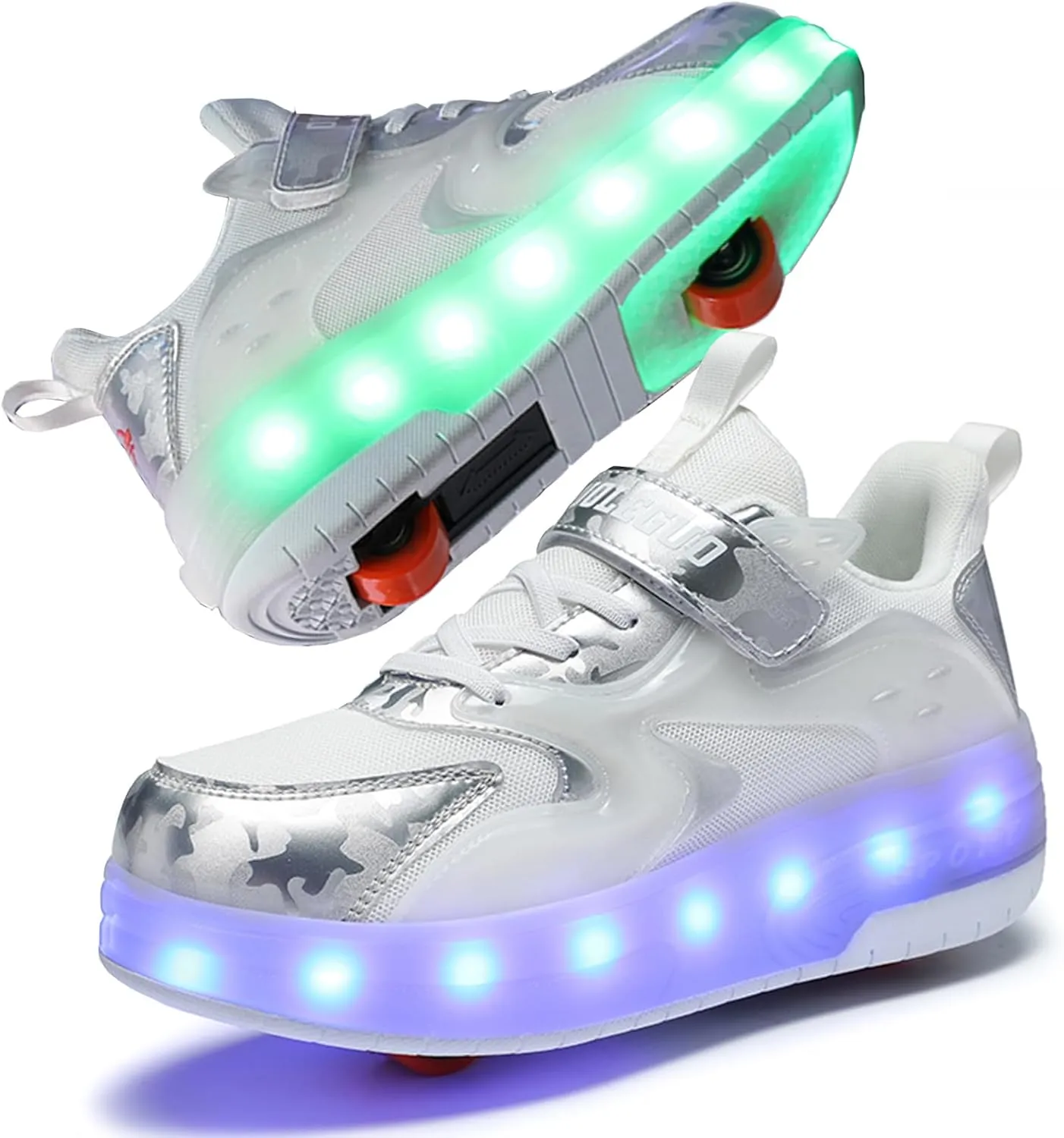 Roller Shoes with Wheels for Boys Girls Kids Skates Sneakers LED Light Up Rechargeable Sport Sneaker for Beginners Best Gift