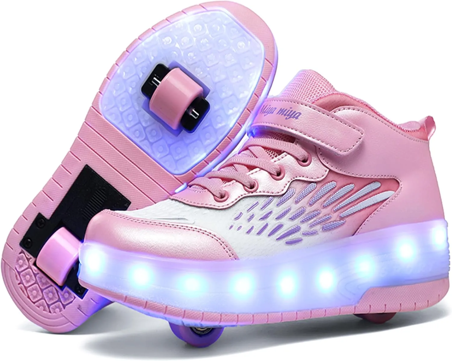 Roller Shoes with Wheels for Boys Girls Kids Skates Sneakers LED Light Up Rechargeable Sport Sneaker for Beginners Best Gift