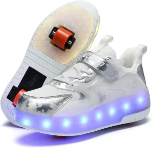 Roller Shoes with Wheels for Boys Girls Kids Skates Sneakers LED Light Up Rechargeable Sport Sneaker for Beginners Best Gift