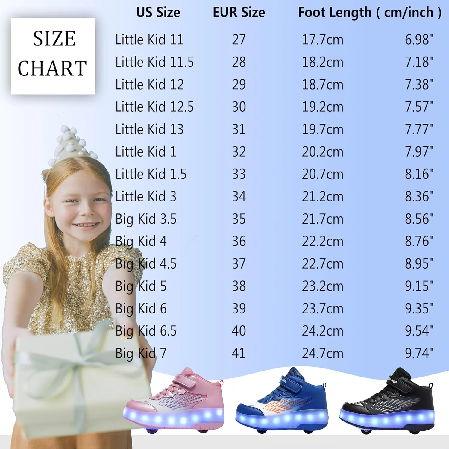 Roller Shoes with Wheels for Boys Girls Kids Skates Sneakers LED Light Up Rechargeable Sport Sneaker for Beginners Best Gift