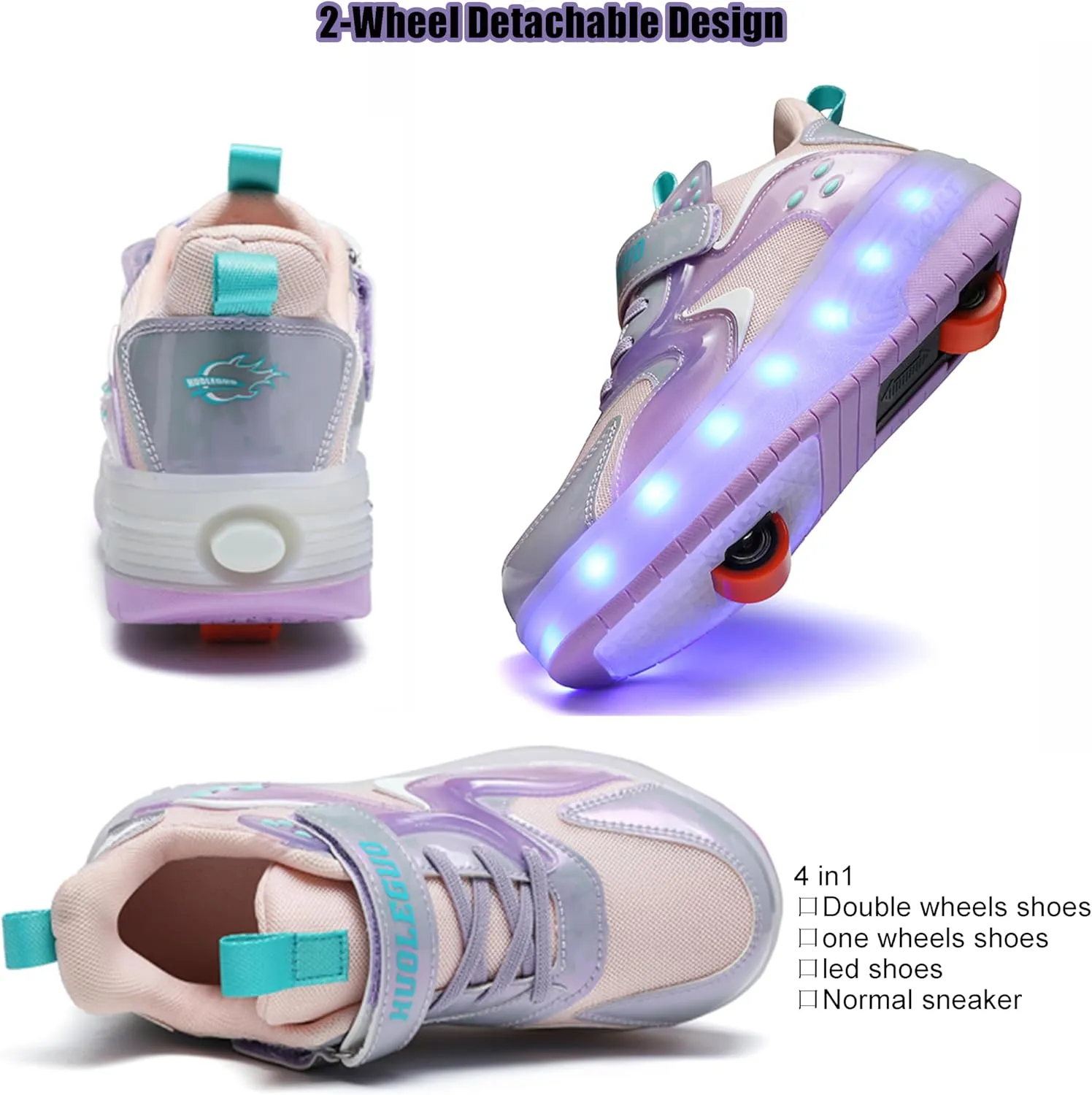 Roller Shoes with Wheels for Boys Girls Kids Skates Sneakers LED Light Up Rechargeable Sport Sneaker for Beginners Best Gift