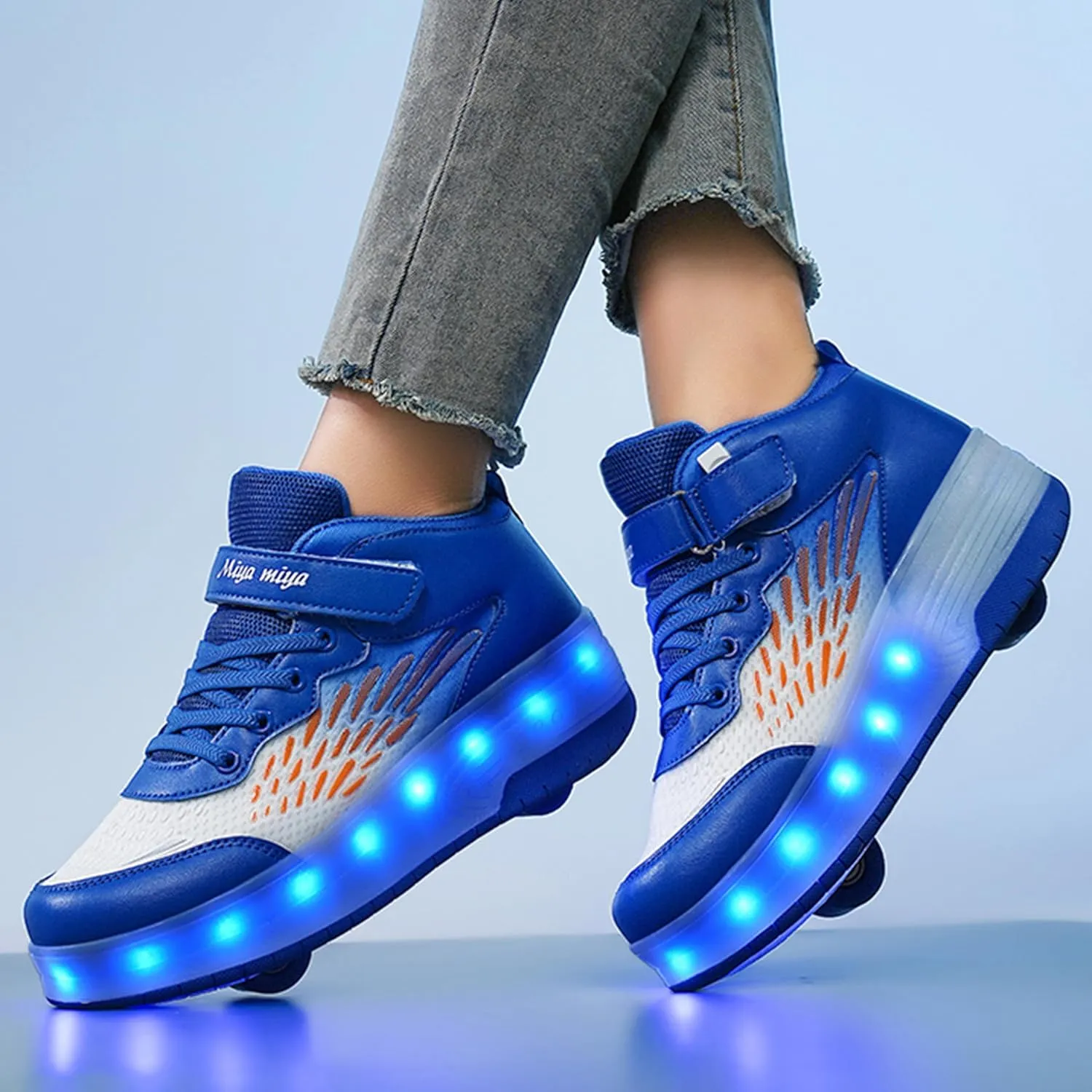 Roller Shoes with Wheels for Boys Girls Kids Skates Sneakers LED Light Up Rechargeable Sport Sneaker for Beginners Best Gift