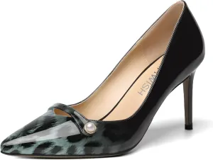 ROSERWISH Womens Fashion Party Patent Sexy Pointed Toe Slip On Stiletto High Heel Pumps Dress Shoes 3.5 Inch
