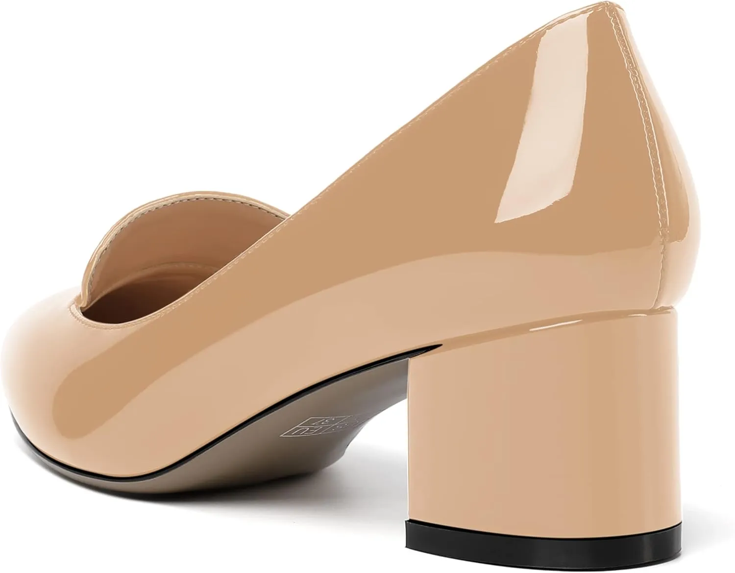 ROSERWISH Womens Slip On Pointed Toe Work Formal Office Patent Chunky Low Heel Pumps Dress Shoes 2 Inch