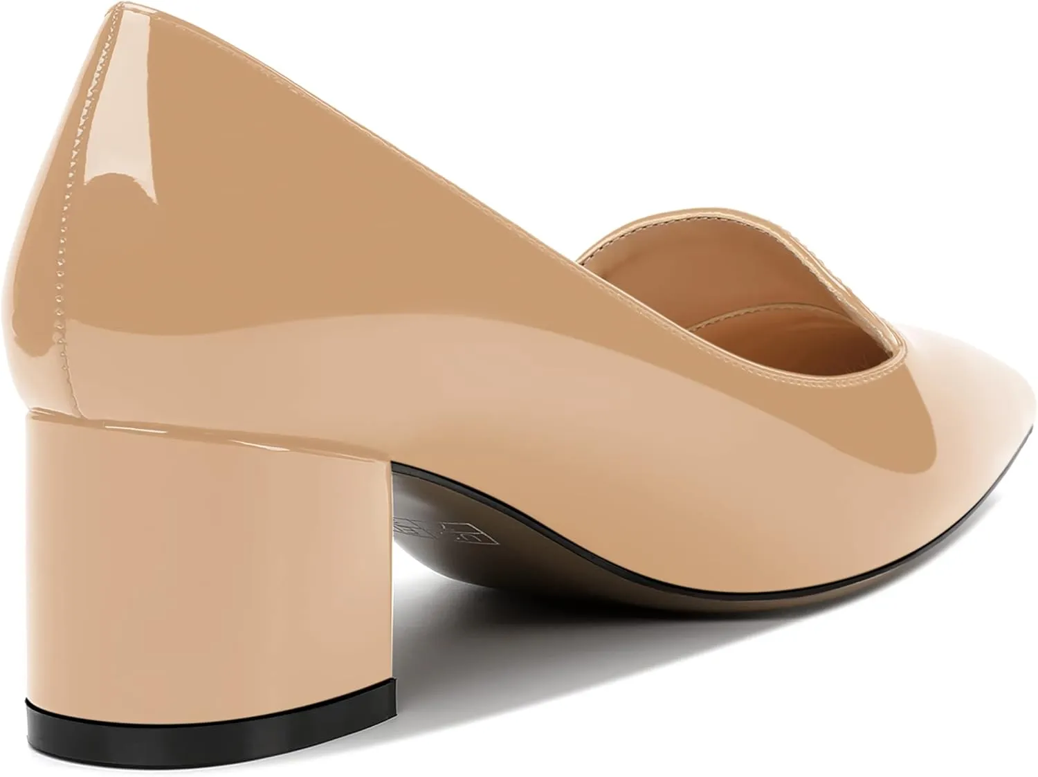 ROSERWISH Womens Slip On Pointed Toe Work Formal Office Patent Chunky Low Heel Pumps Dress Shoes 2 Inch