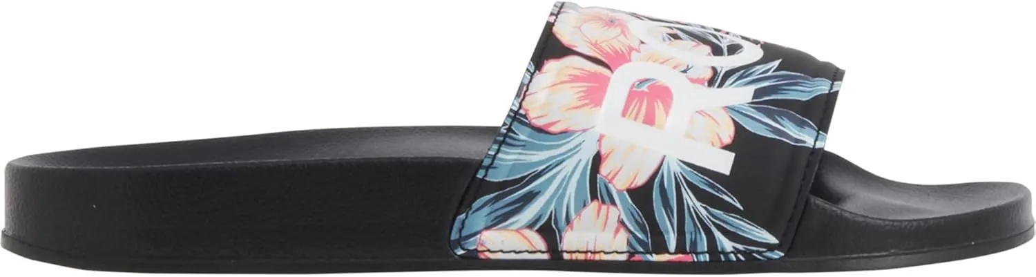 Roxy Women's Slippy Slide Sport Sandal (Black/Hibiscus, us_footwear_size_system, adult, women, numeric, medium, numeric_8)