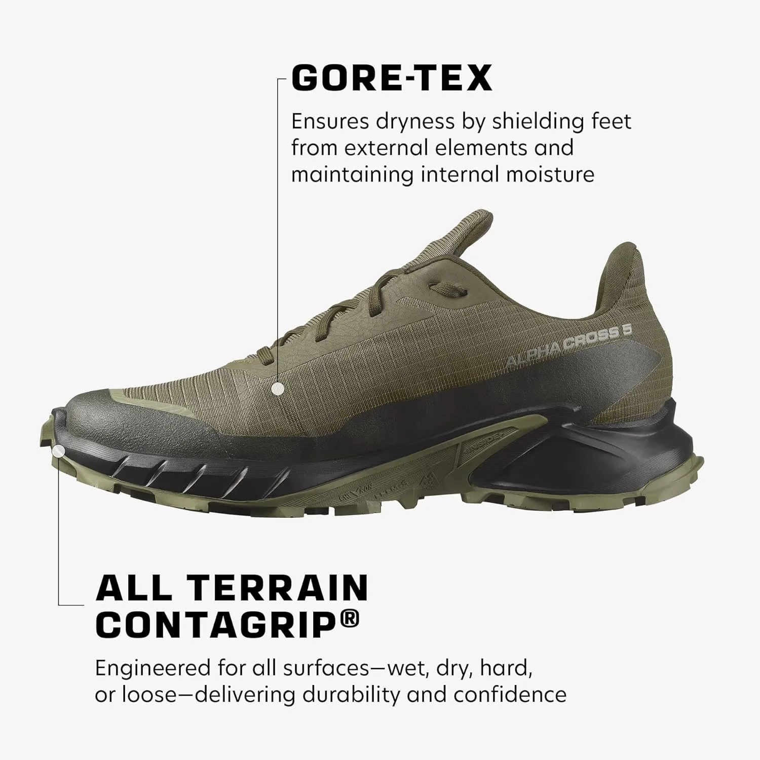 Salomon Men's ALPHACROSS 5 GORE-TEX Trail Running Shoe