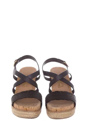 Salvatore Ferragamo Black Leather Espadrille SZ 9.5