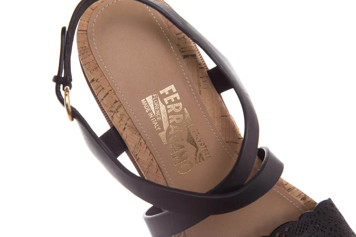 Salvatore Ferragamo Black Leather Espadrille SZ 9.5