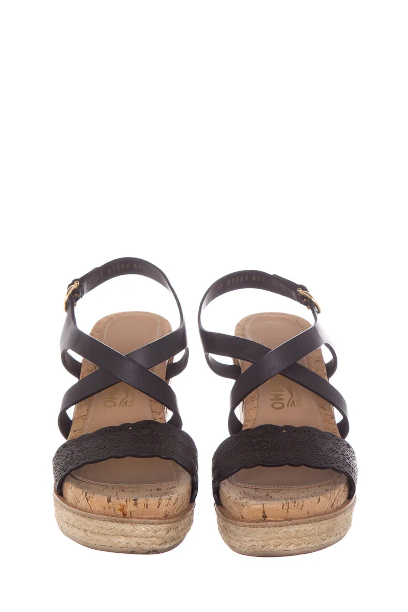 Salvatore Ferragamo Black Leather Espadrille SZ 9.5