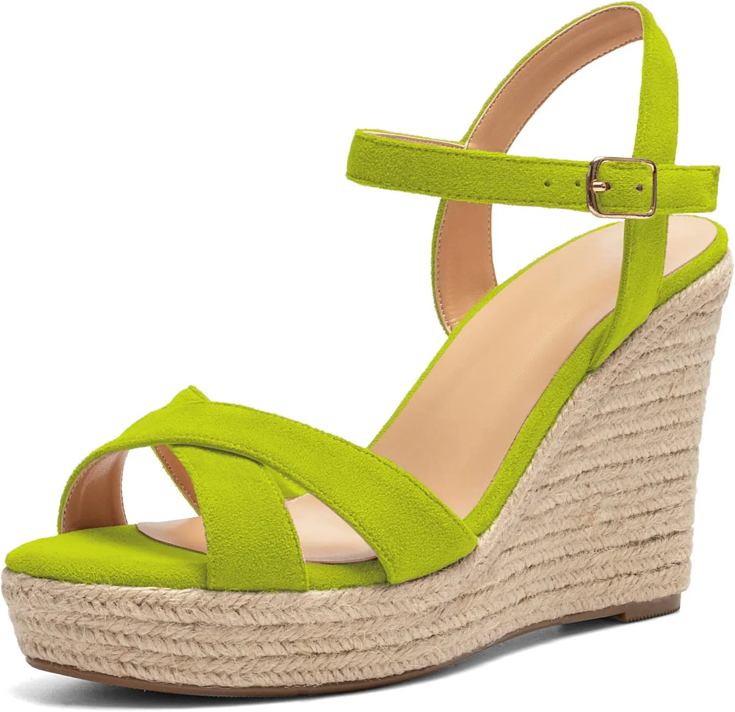 SAMMITOP Women's Open Toe Ankle Strap Sandals Espadrille Casual Wedge Sandals Fashion Beach Sandal Shoes