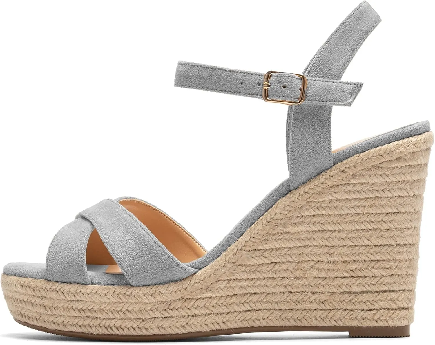 SAMMITOP Women's Open Toe Ankle Strap Sandals Espadrille Casual Wedge Sandals Fashion Beach Sandal Shoes