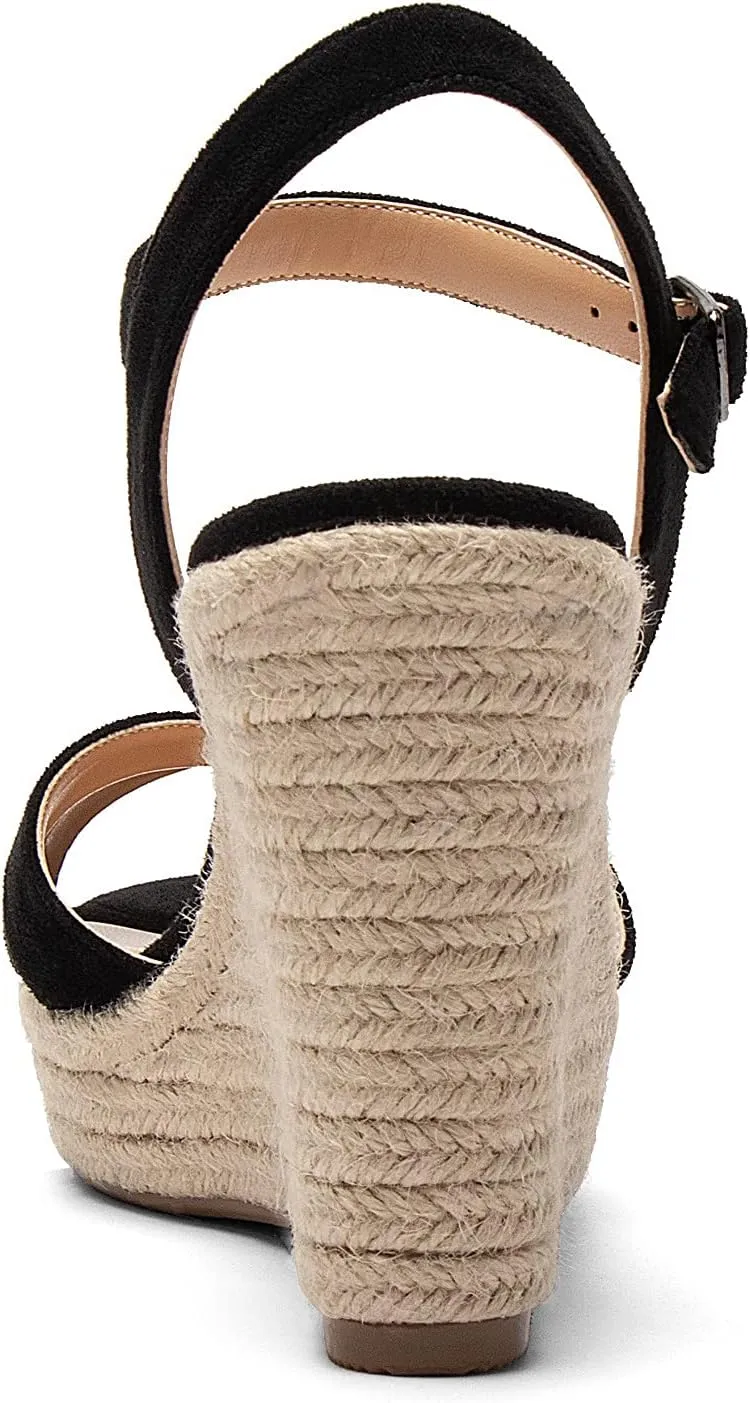 SAMMITOP Women's Open Toe Ankle Strap Sandals Espadrille Casual Wedge Sandals Fashion Beach Sandal Shoes