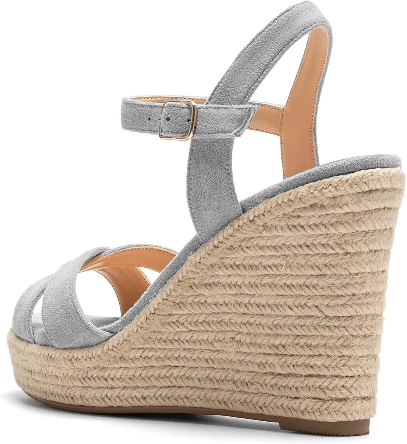 SAMMITOP Women's Open Toe Ankle Strap Sandals Espadrille Casual Wedge Sandals Fashion Beach Sandal Shoes