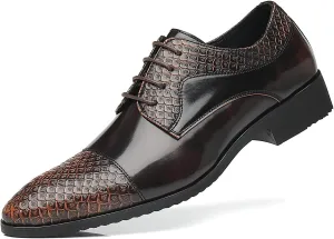 Santimon Men's Casual Dress Shoes Cap Printed Classic Brogue Oxfords Formal Shoes