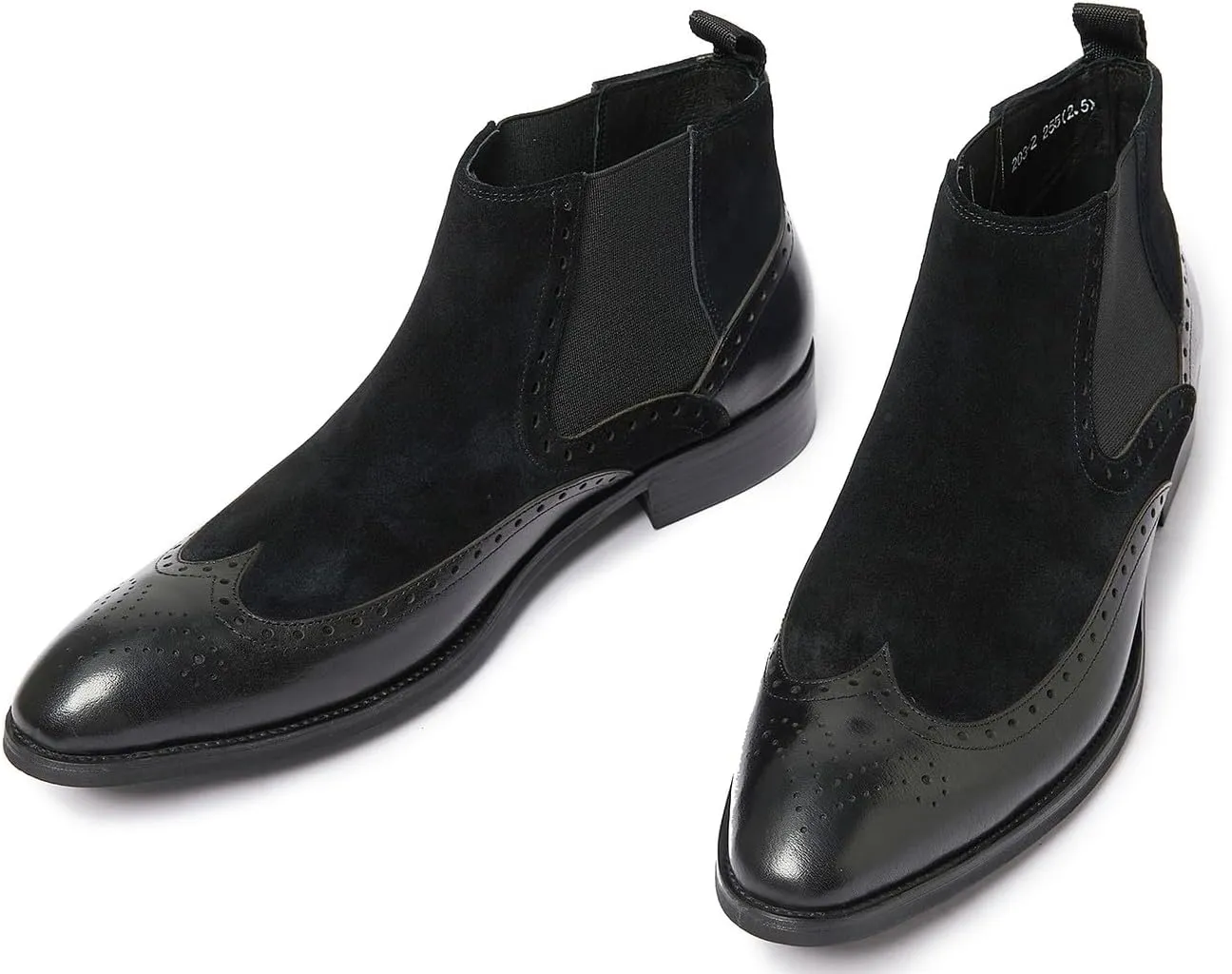 Santimon Mens Chelsea Dress Boots Leather Suede Wingtip Brogue Distinctive Slip on