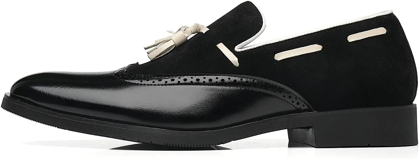 Santimon Mens Tassel Loafers Wingtip Brogue Antique Dress Leather Slip On Derby Casual Oxfords