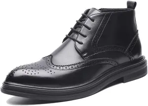 Santimon Men's Wingtip Brogue Chelsea Boots – Stylish and Comfort Leather Chukka Ankle Boots with Zipper