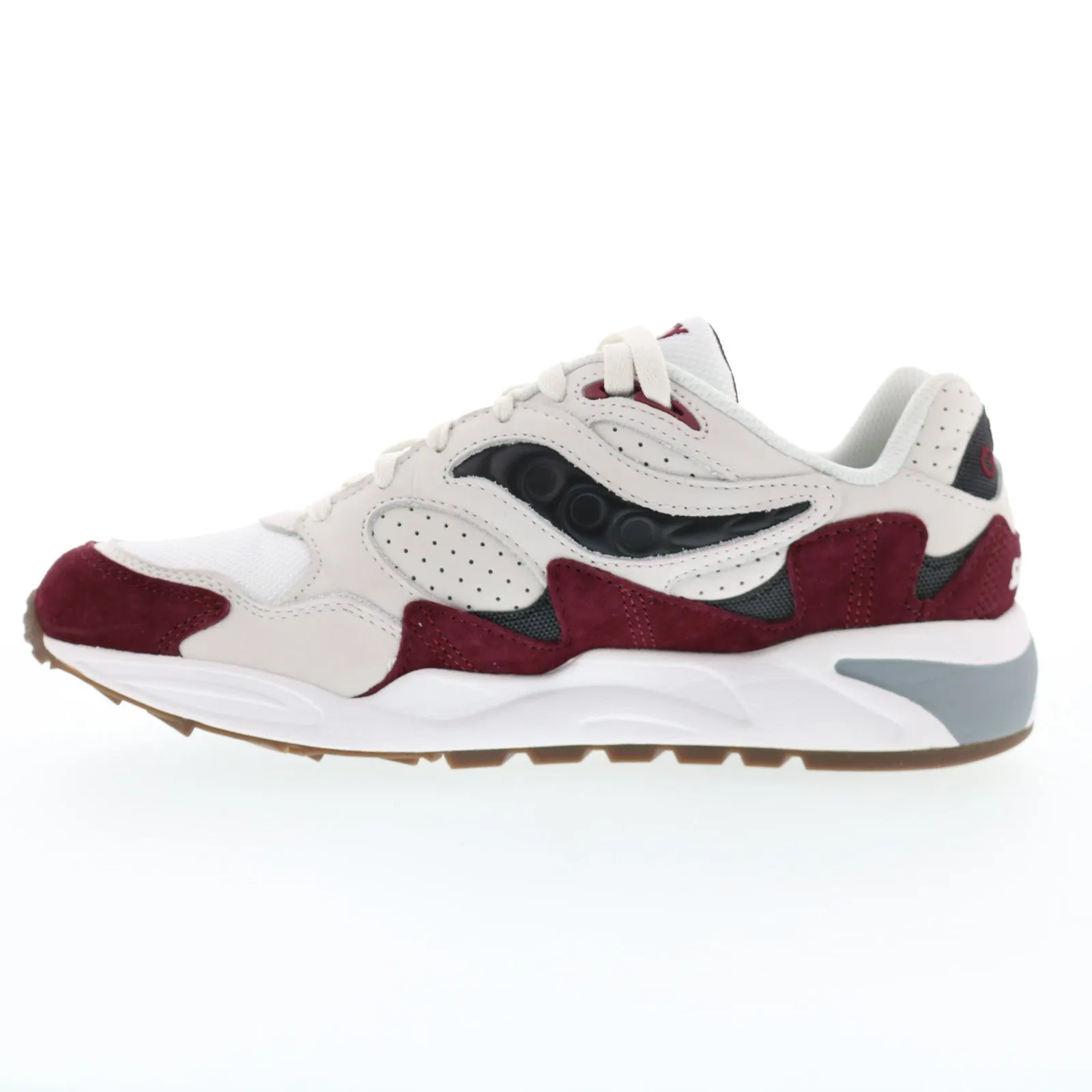 Saucony Grid Shadow 2 S70773-2 Mens White Suede Lifestyle Sneakers Shoes