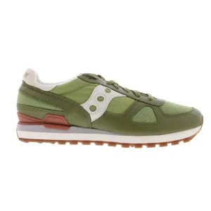 Saucony Shadow Original S70762-3 Mens Green Leather Lifestyle Sneakers Shoes