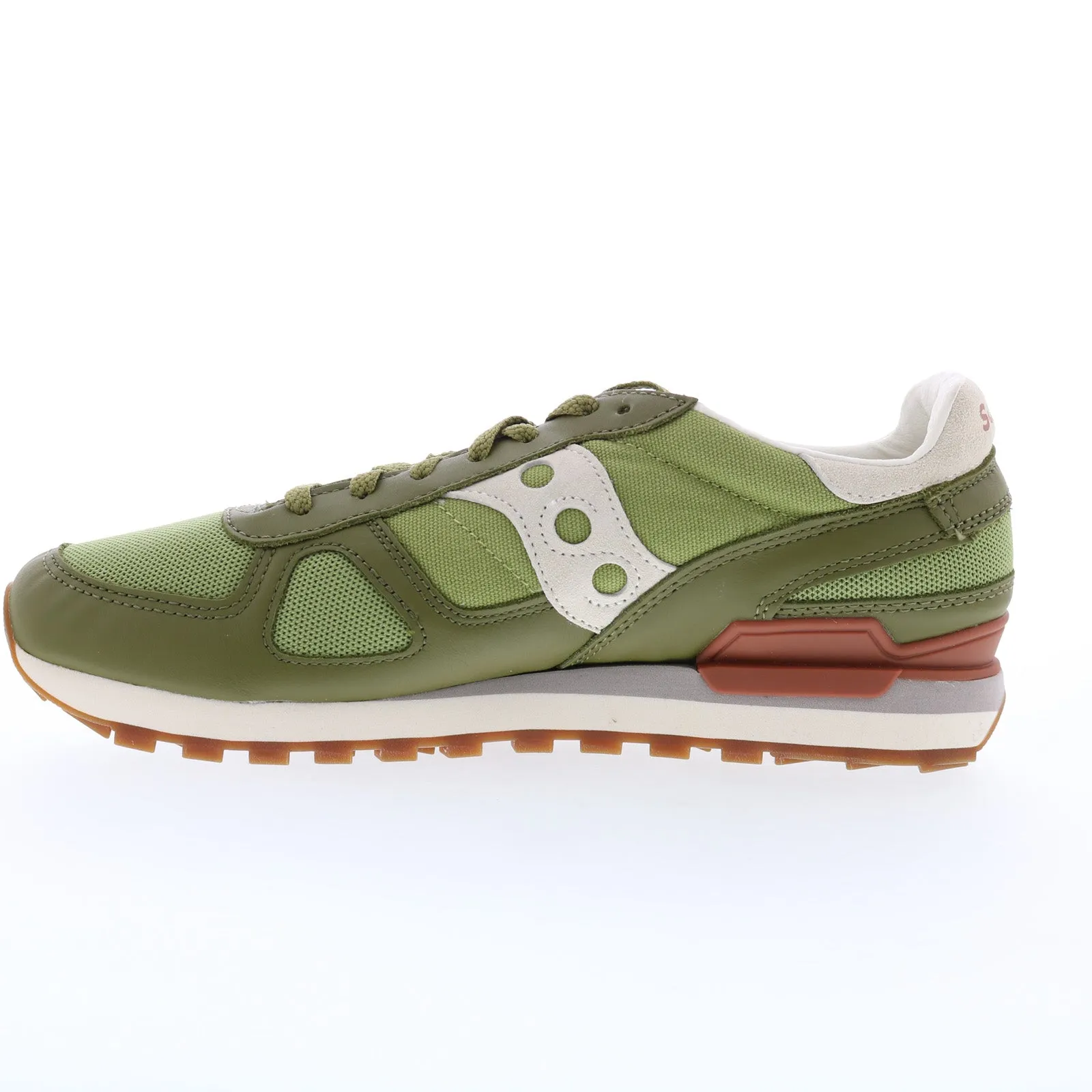 Saucony Shadow Original S70762-3 Mens Green Leather Lifestyle Sneakers Shoes