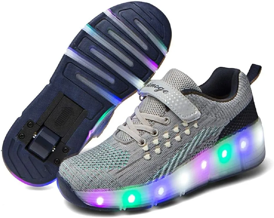 SDSPEED 7 Colors LED Rechargeable Kids Roller Skate Shoes with Single Wheel Shoes Sport Sneaker