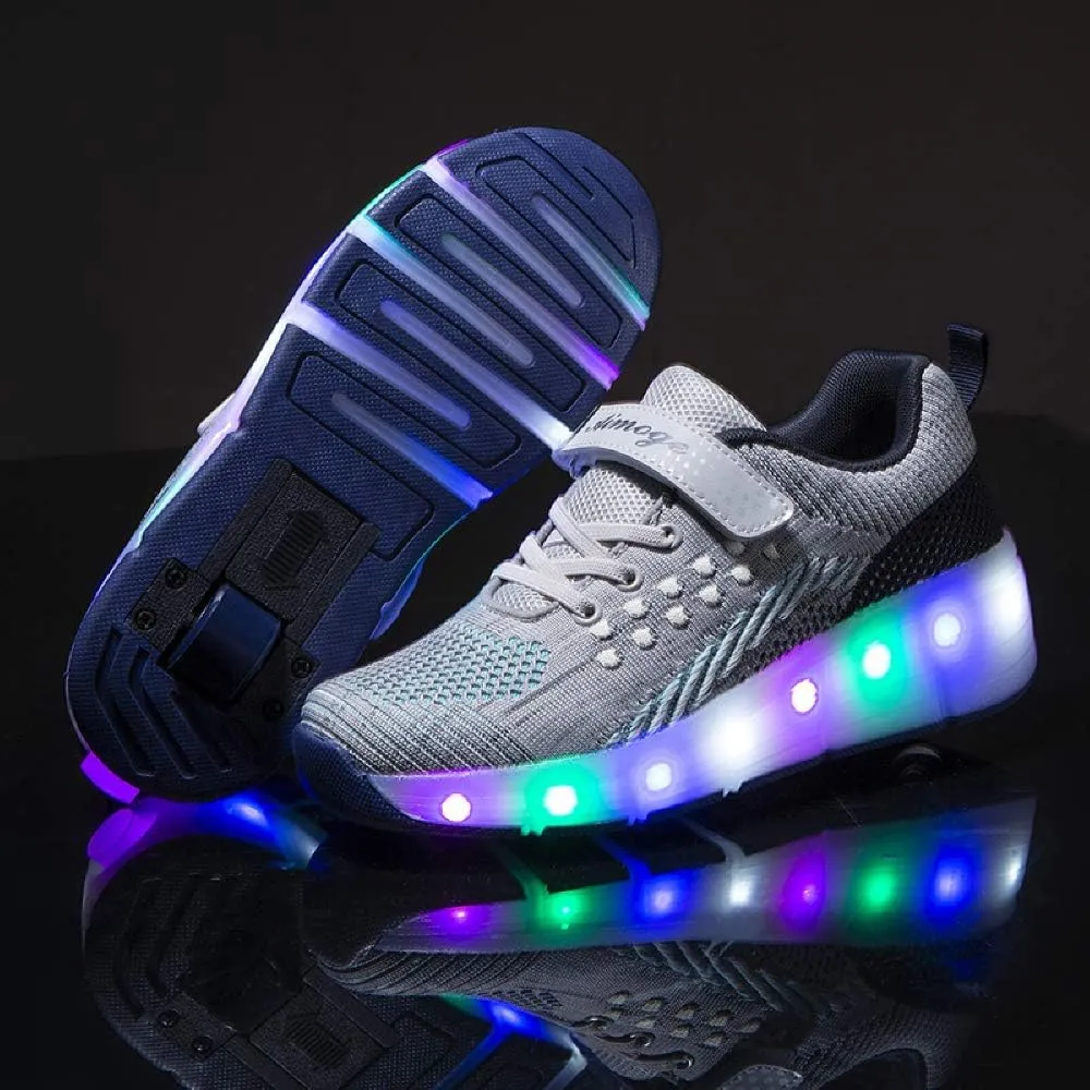 SDSPEED 7 Colors LED Rechargeable Kids Roller Skate Shoes with Single Wheel Shoes Sport Sneaker