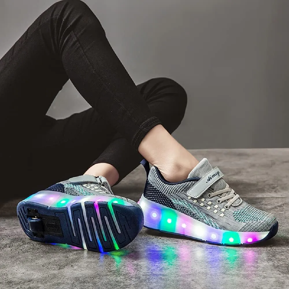 SDSPEED 7 Colors LED Rechargeable Kids Roller Skate Shoes with Single Wheel Shoes Sport Sneaker