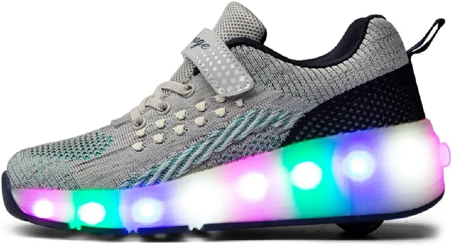SDSPEED 7 Colors LED Rechargeable Kids Roller Skate Shoes with Single Wheel Shoes Sport Sneaker