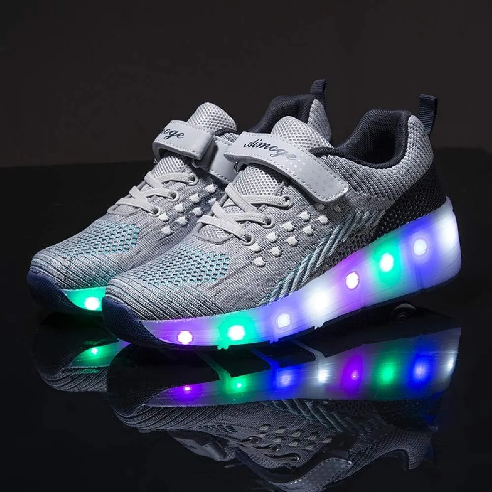 SDSPEED 7 Colors LED Rechargeable Kids Roller Skate Shoes with Single Wheel Shoes Sport Sneaker