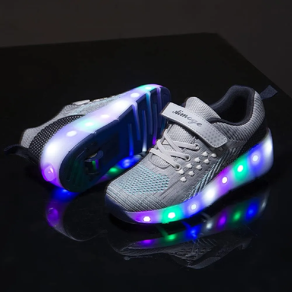 SDSPEED 7 Colors LED Rechargeable Kids Roller Skate Shoes with Single Wheel Shoes Sport Sneaker