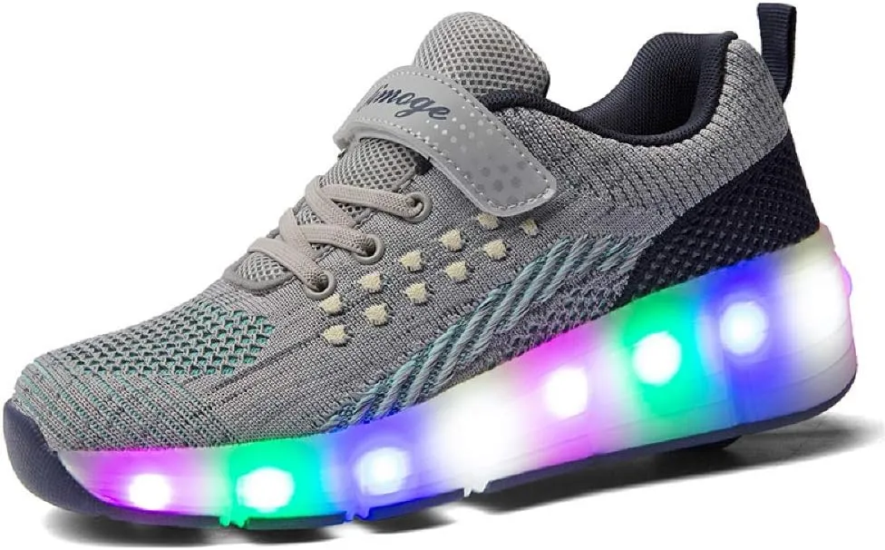 SDSPEED 7 Colors LED Rechargeable Kids Roller Skate Shoes with Single Wheel Shoes Sport Sneaker
