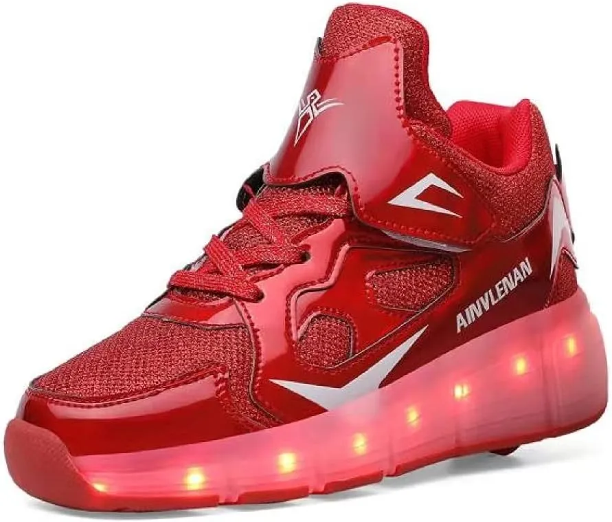 SDSPEED 7 Colors LED Rechargeable Kids Roller Skate Shoes with Single Wheel Shoes Sport Sneaker