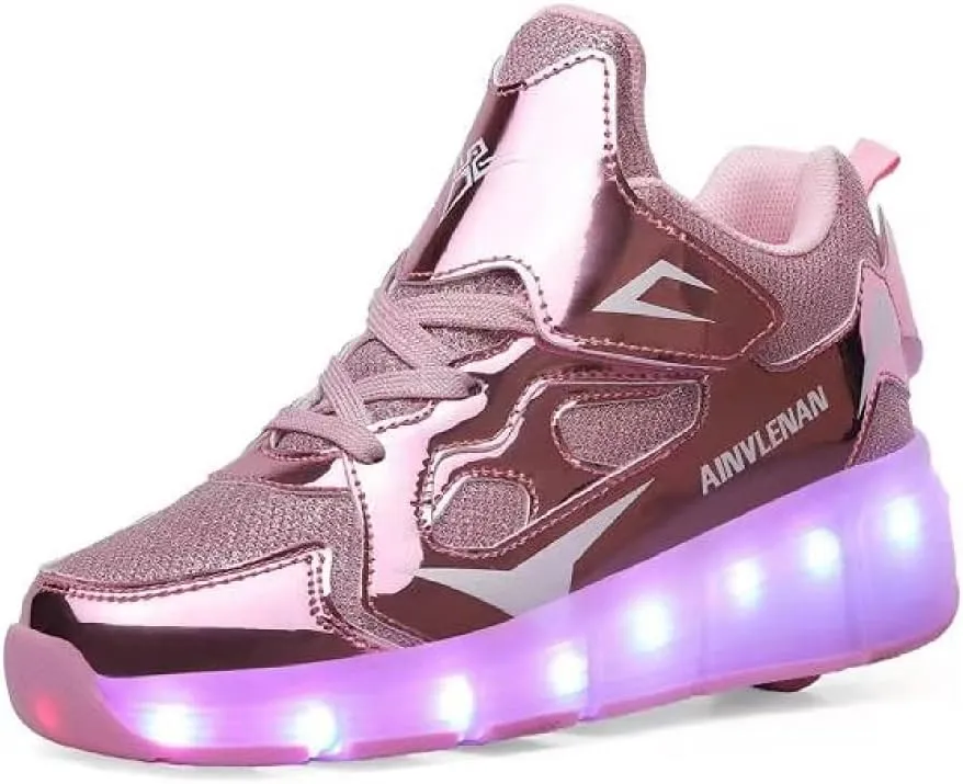 SDSPEED 7 Colors LED Rechargeable Kids Roller Skate Shoes with Single Wheel Shoes Sport Sneaker