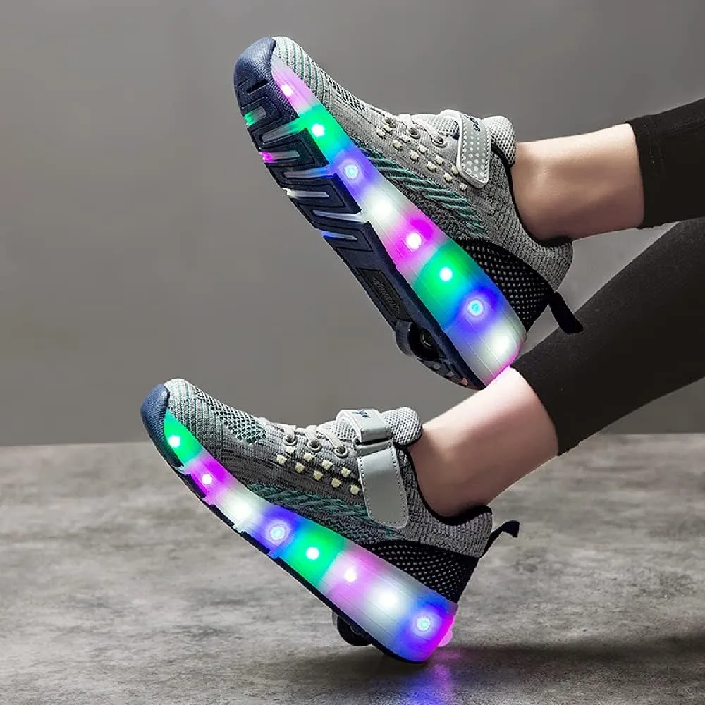 SDSPEED 7 Colors LED Rechargeable Kids Roller Skate Shoes with Single Wheel Shoes Sport Sneaker