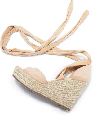 SERAIH Womens Lace up Espadrilles Platform Wedges Sandals Heels Tie Ankle Strap Summer Dress Shoes