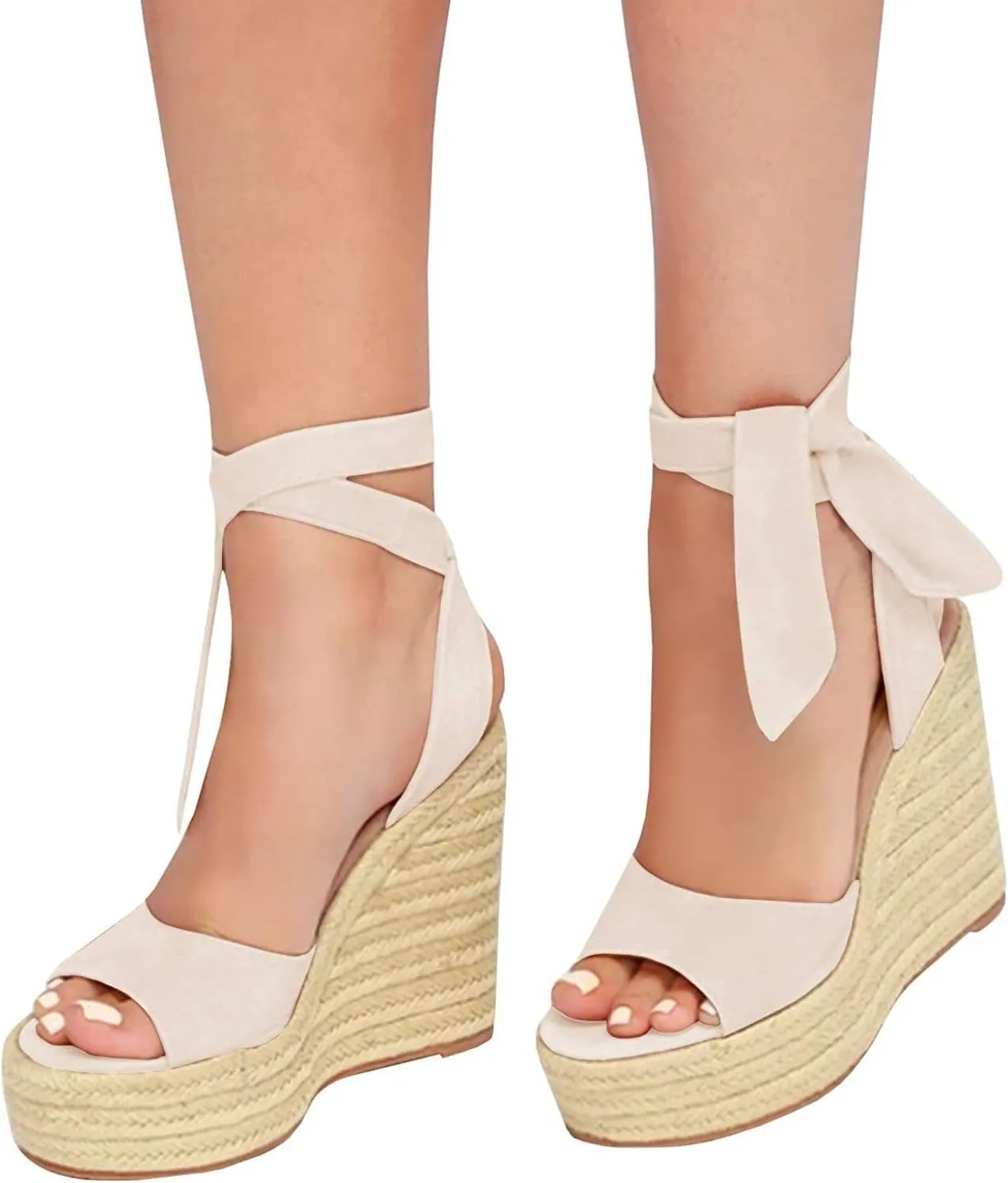 SERAIH Womens Lace up Espadrilles Platform Wedges Sandals Heels Tie Ankle Strap Summer Dress Shoes