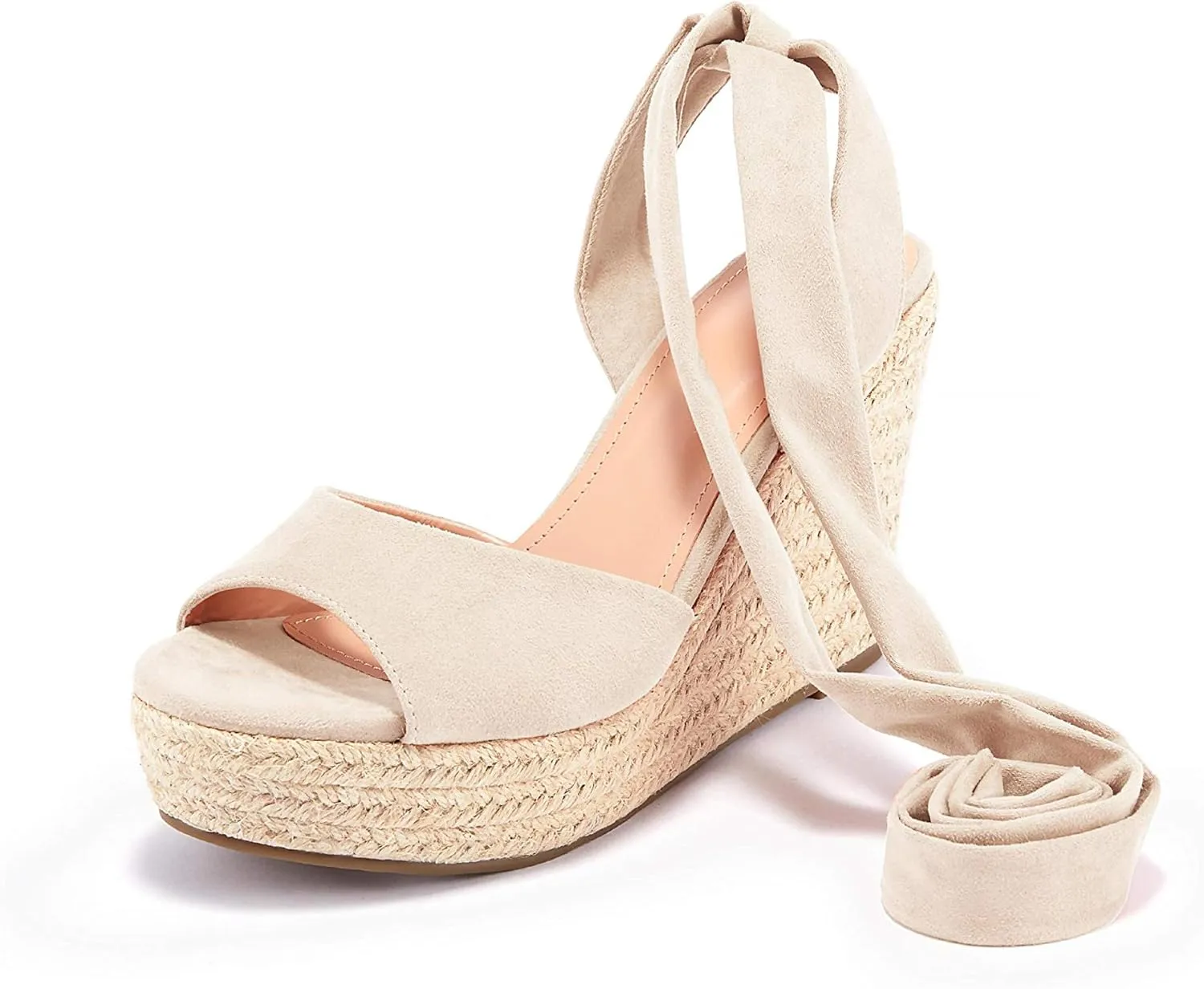 SERAIH Womens Lace up Espadrilles Platform Wedges Sandals Heels Tie Ankle Strap Summer Dress Shoes