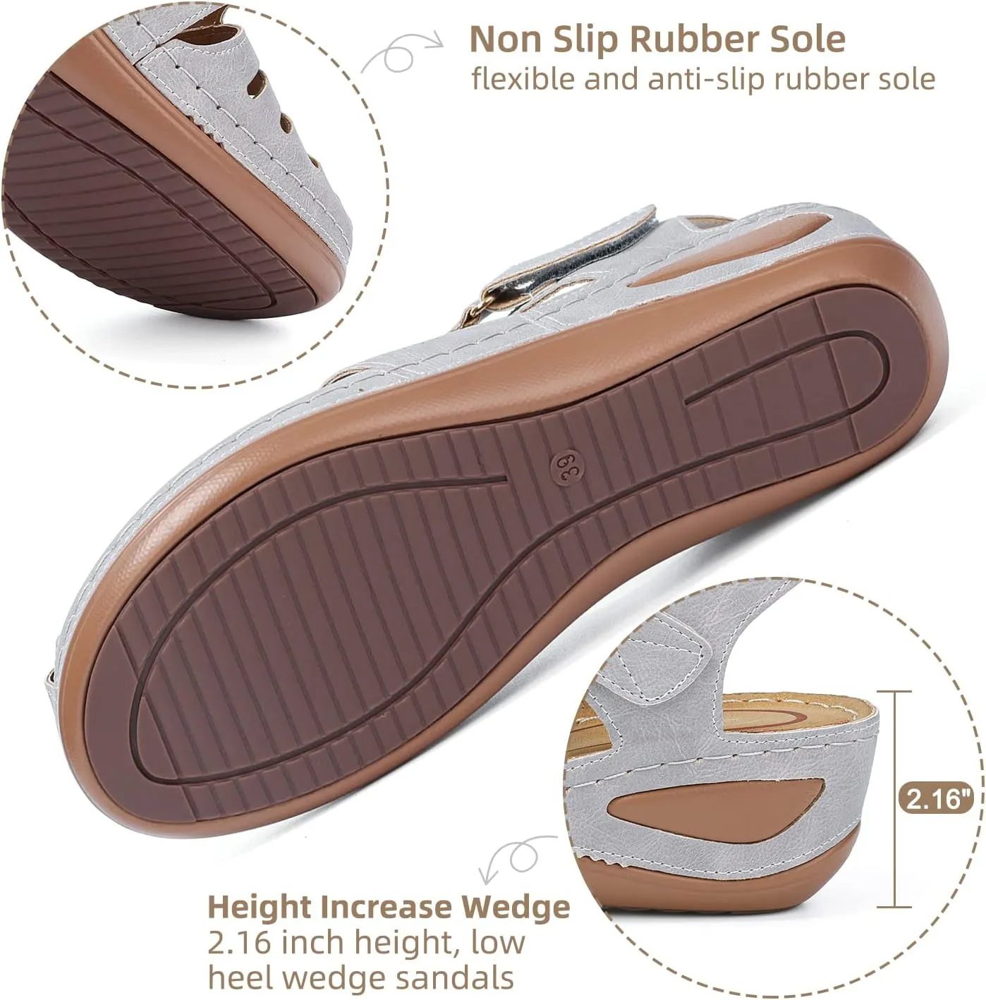 SHIBEVER Women's Wedge Sandals Summer: Closed Toe Sandals for Women Platform Dressy Wedge Size 5-11