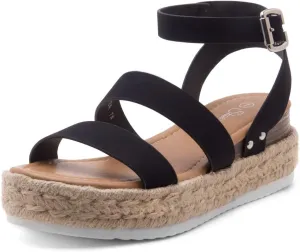 Shoe Land Alysa Womens Platform Sandals Open Toe Buckle Ankle Strap Espadrilles Flatform Wedge Casual Summer Sandal