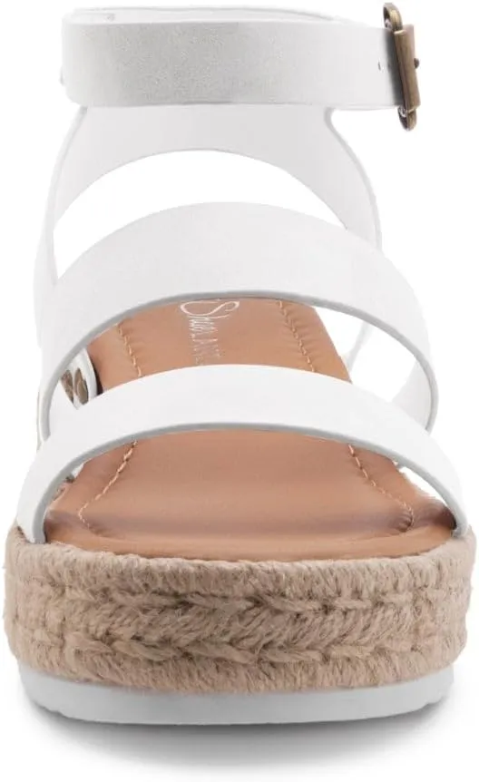 Shoe Land Alysa Womens Platform Sandals Open Toe Buckle Ankle Strap Espadrilles Flatform Wedge Casual Summer Sandal