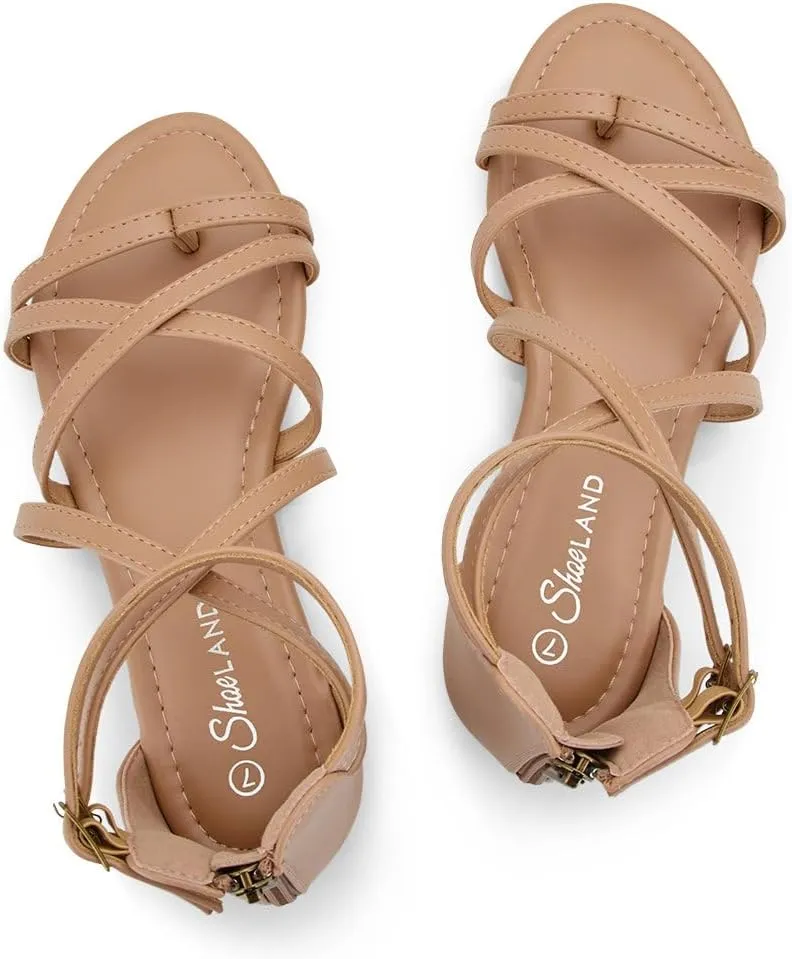 Shoe Land Flat Gladiator Sandals for Women 2025 – Fisherman Thong with Adjustable Ankle Strap & Back Zipper | Comfortable for Beach, Walking & Daily Wear