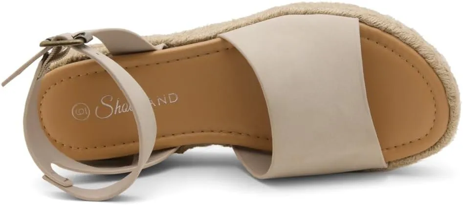 Shoe Land Legossa Womens Platform Sandals Ankle Strap Espadrilles Comfortable Open Toe Flatform Wedge Casual Sandal Black White Tan Platform Sandals for Summer