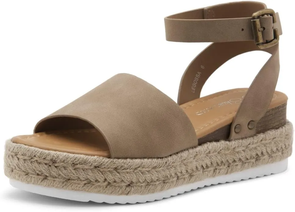 Shoe Land Legossa Womens Platform Sandals Ankle Strap Espadrilles Comfortable Open Toe Flatform Wedge Casual Sandal Black White Tan Platform Sandals for Summer