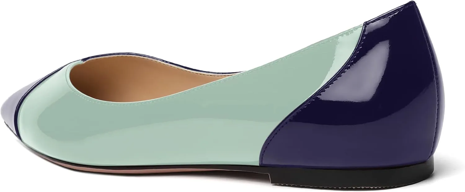SHOWFOREST Women's Dating Solid Pointed Toe Dress Patent Slip On Flats Shoes
