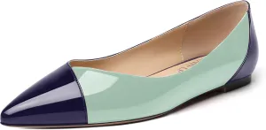 SHOWFOREST Women's Dating Solid Pointed Toe Dress Patent Slip On Flats Shoes