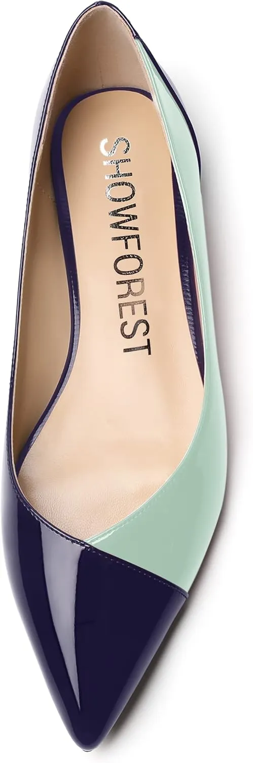 SHOWFOREST Women's Dating Solid Pointed Toe Dress Patent Slip On Flats Shoes