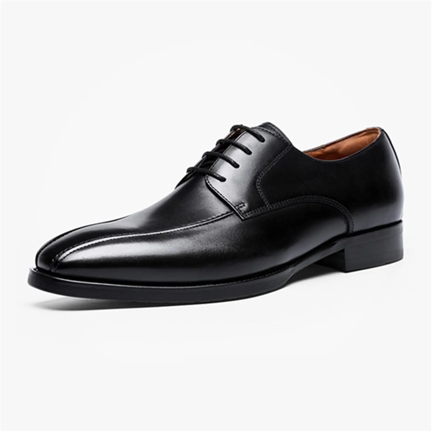 Single Season Oxford Dress Shoes for Men Lace Up Bike Toe Derby Shoes Vegan Leather Rubber Sole Block Heel Low Top Classic Very Popular Among Young People