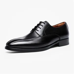 Single Season Oxford Dress Shoes for Men Lace Up Bike Toe Derby Shoes Vegan Leather Rubber Sole Block Heel Low Top Classic Very Popular Among Young People